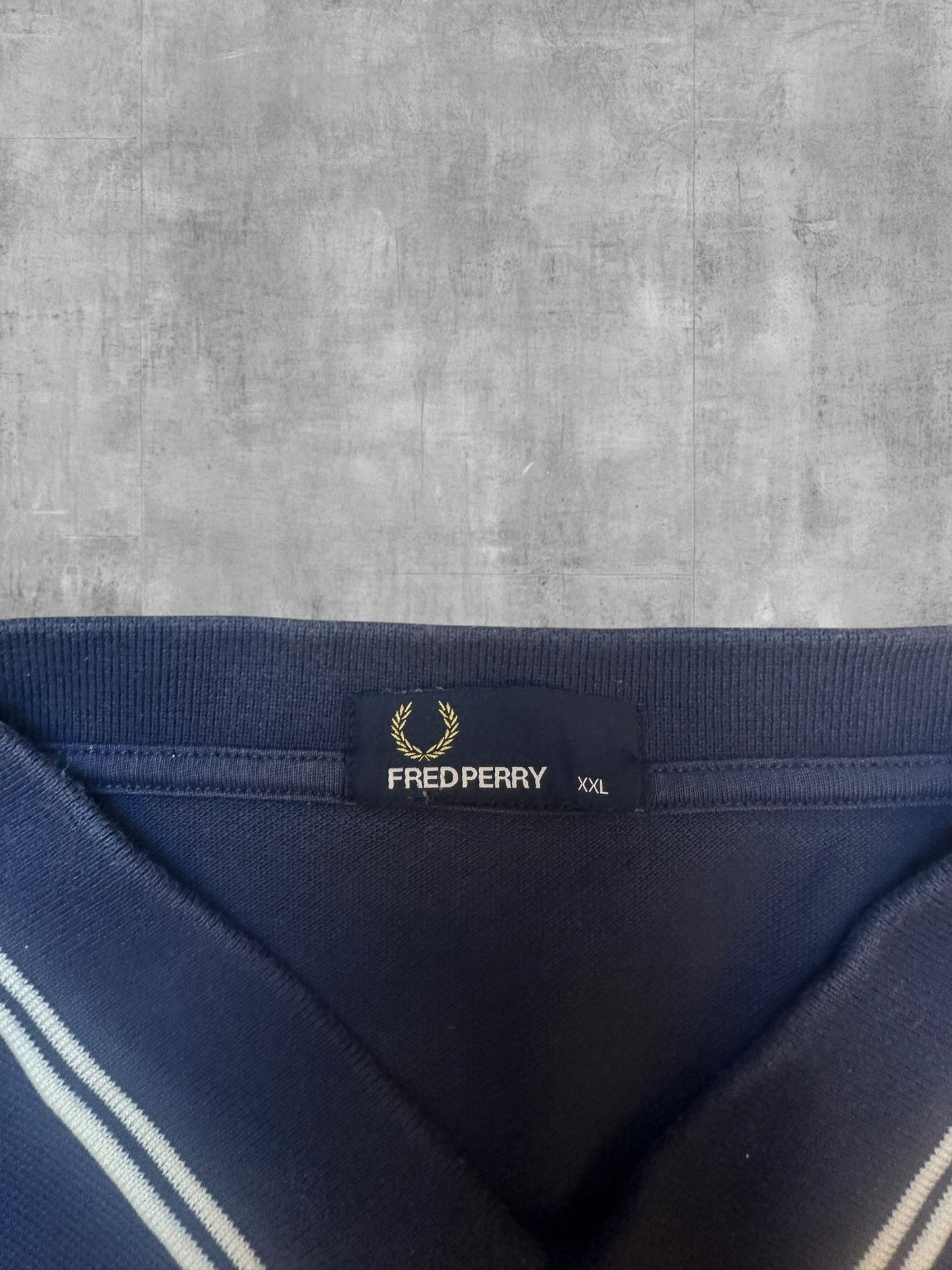 Fred Perry Polo Shirt Navy Blau Weiß XXL