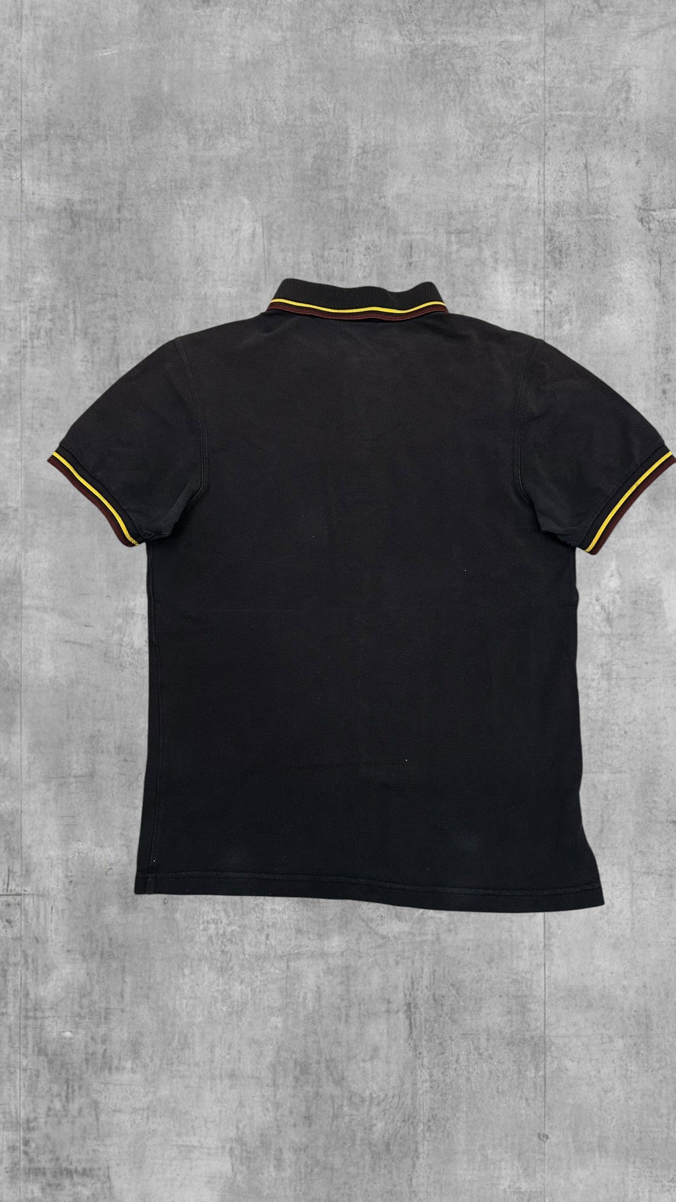 Fred Perry Polo Shirt Dunkelgrau Weinrot Gold XS