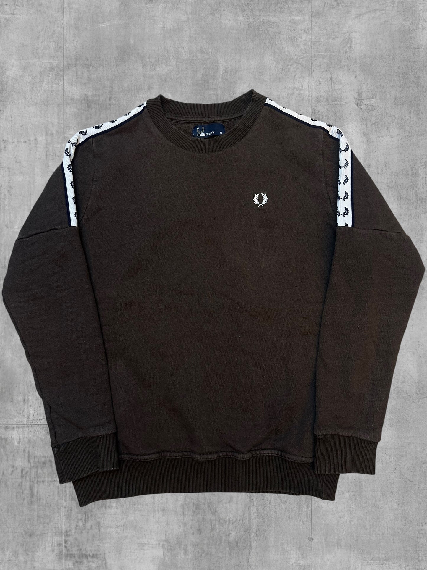 Fred Perry Sweatshirt Taped Braun Weiß S