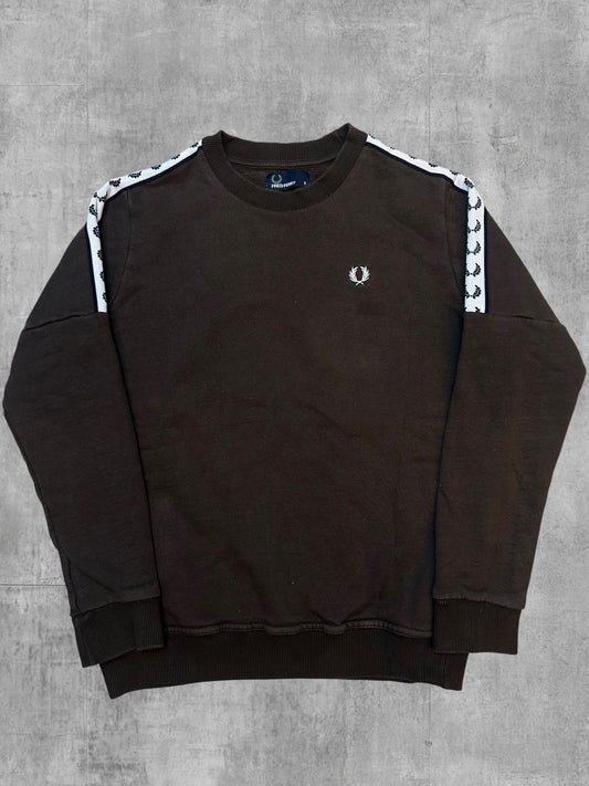 Fred Perry Sweatshirt Taped Braun Weiß S