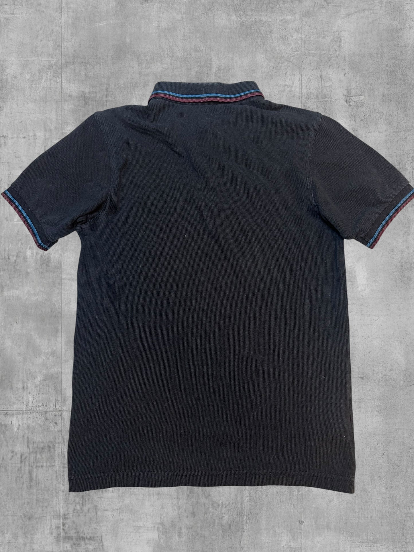 Fred Perry Polo Shirt Schwarz Weinrot Türkis S Slim Fit