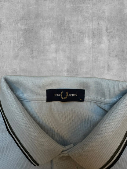 Fred Perry Polo Shirt Babyblau Schwarz M