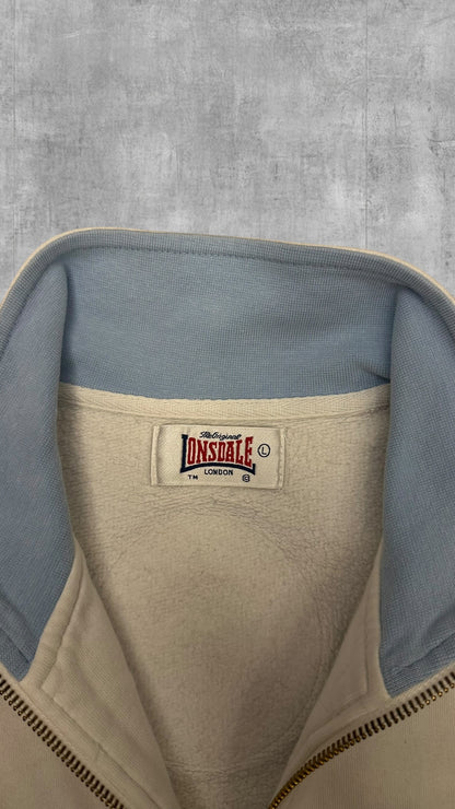 Lonsdale London Vintage Trainingsjacke Backprint Weiß Babyblau L
