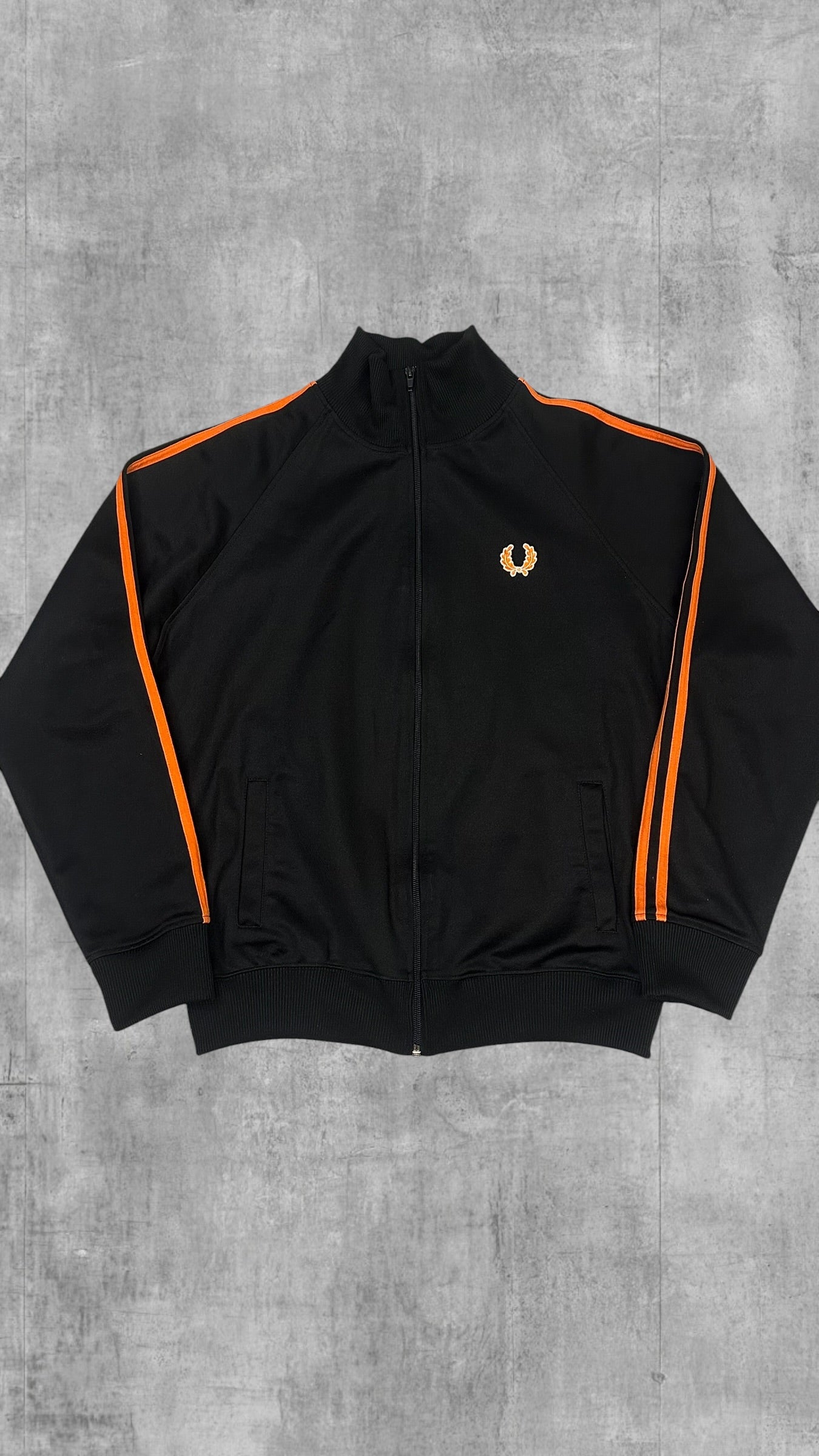 Fred Perry Vintage Trainingsjacke Taped Schwarz Rot M