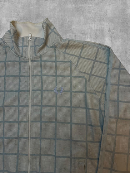 Fred Perry Vintage Trainingsjacke Babyblau Weiß Kariert L