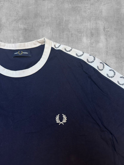 Fred Perry T-Shirt Taped Navy Blau Weiß L
