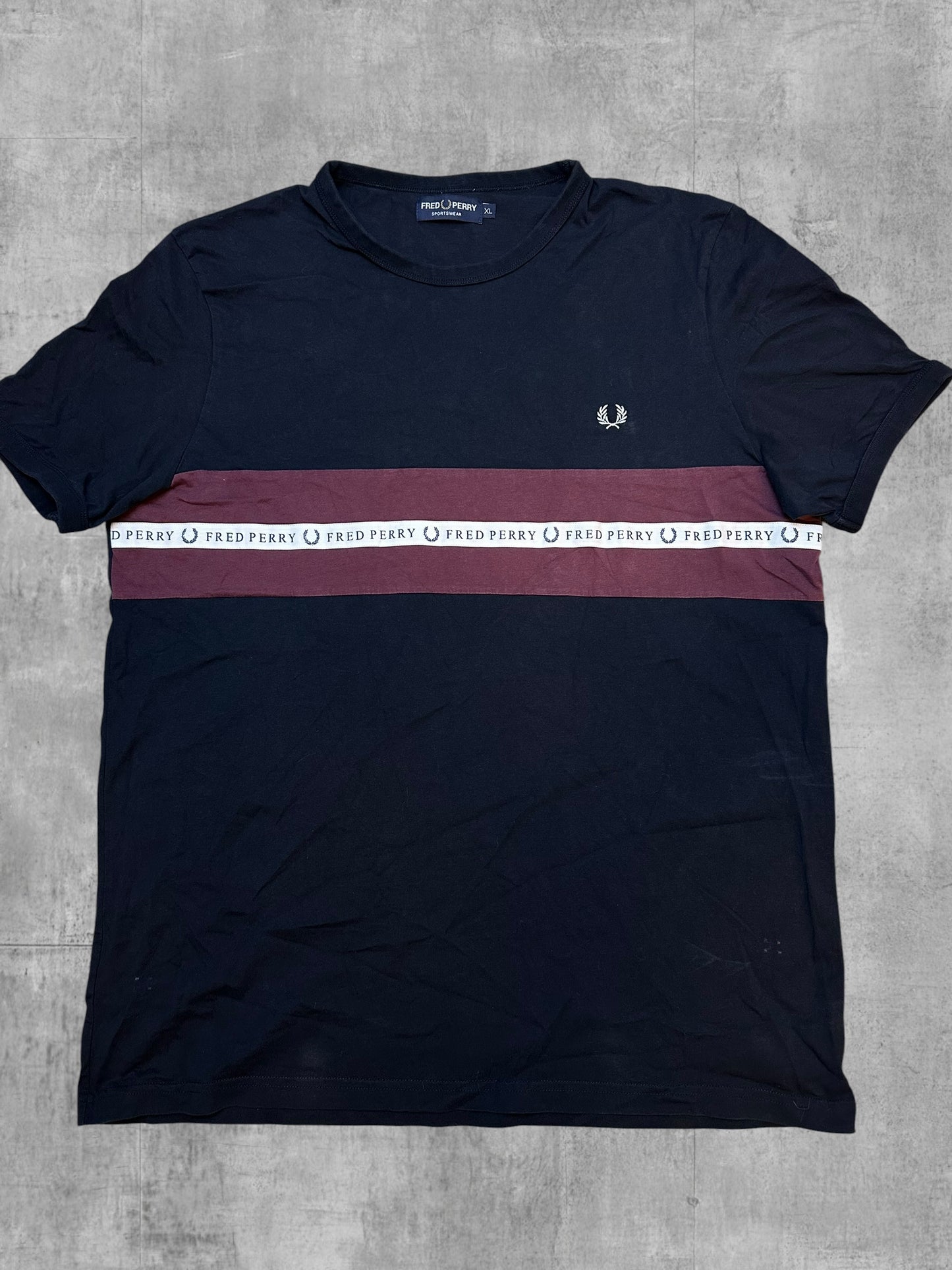Fred Perry T-shirt Schwarzblau Weinrot Weiß XL