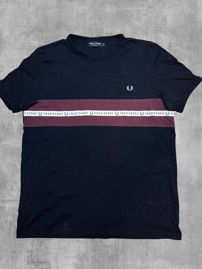 Fred Perry T-shirt Schwarzblau Weinrot Weiß XL