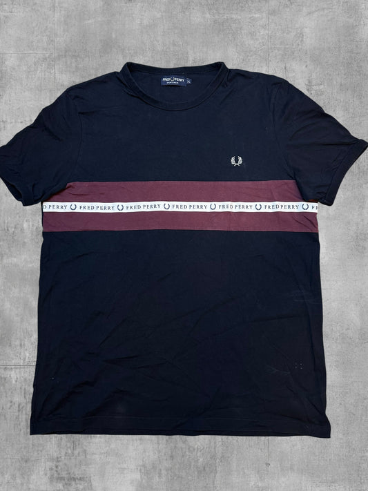 Fred Perry T-shirt Schwarzblau Weinrot Weiß XL