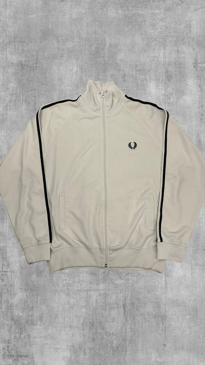 Fred Perry Vintage Taped Trainingsjacke Weiß Schwarz M