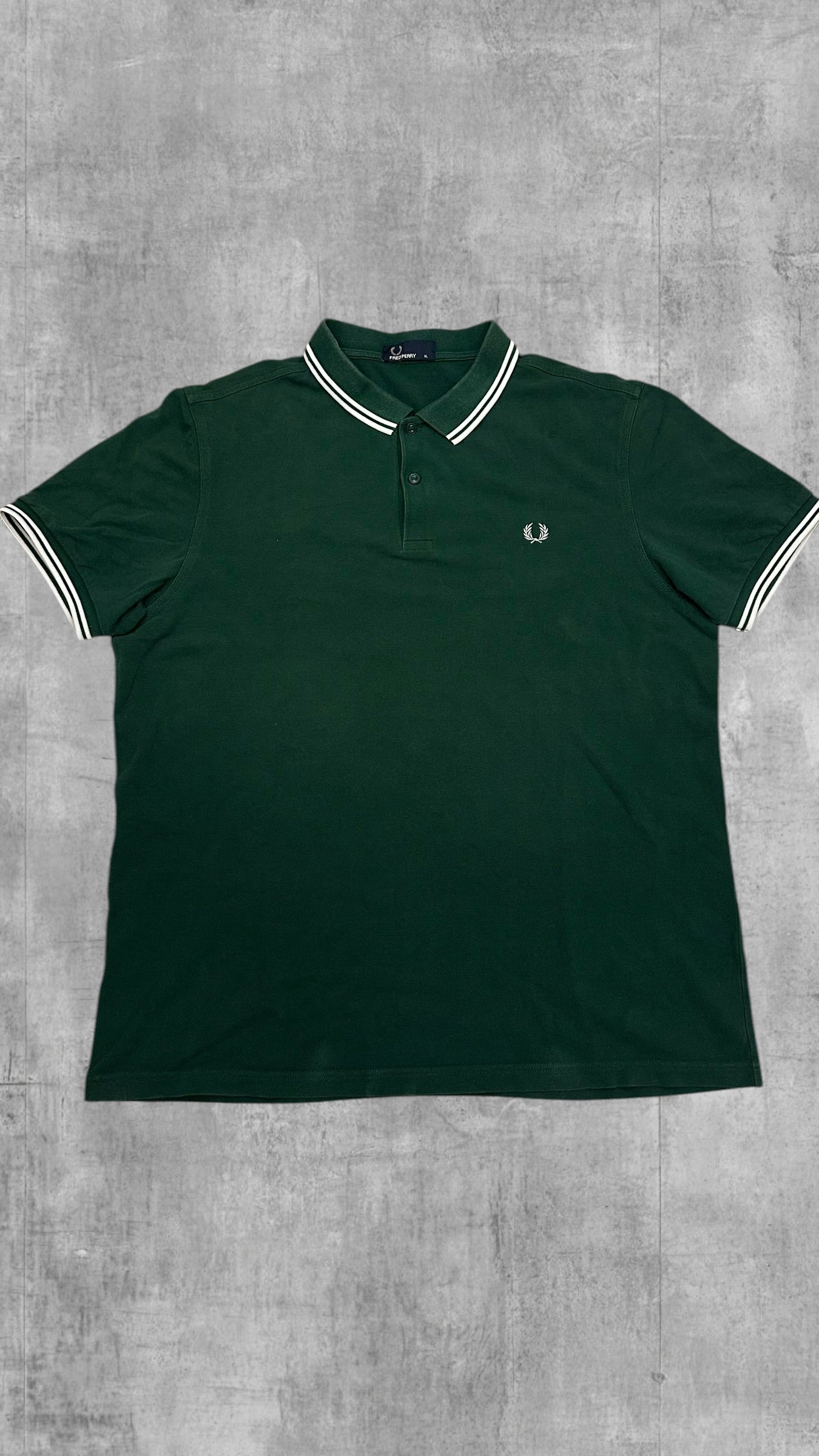 Fred Perry Polo Shirt Dunkelgrün Weiß XL