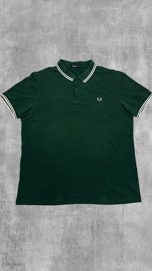 Fred Perry Polo Shirt Dunkelgrün Weiß XL
