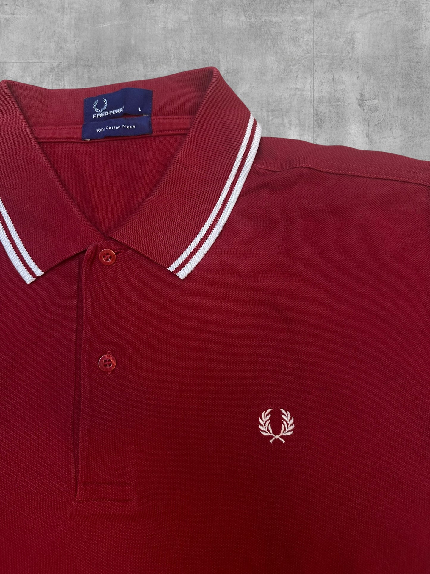Fred Perry Polo Whirt Rot Weiß L
