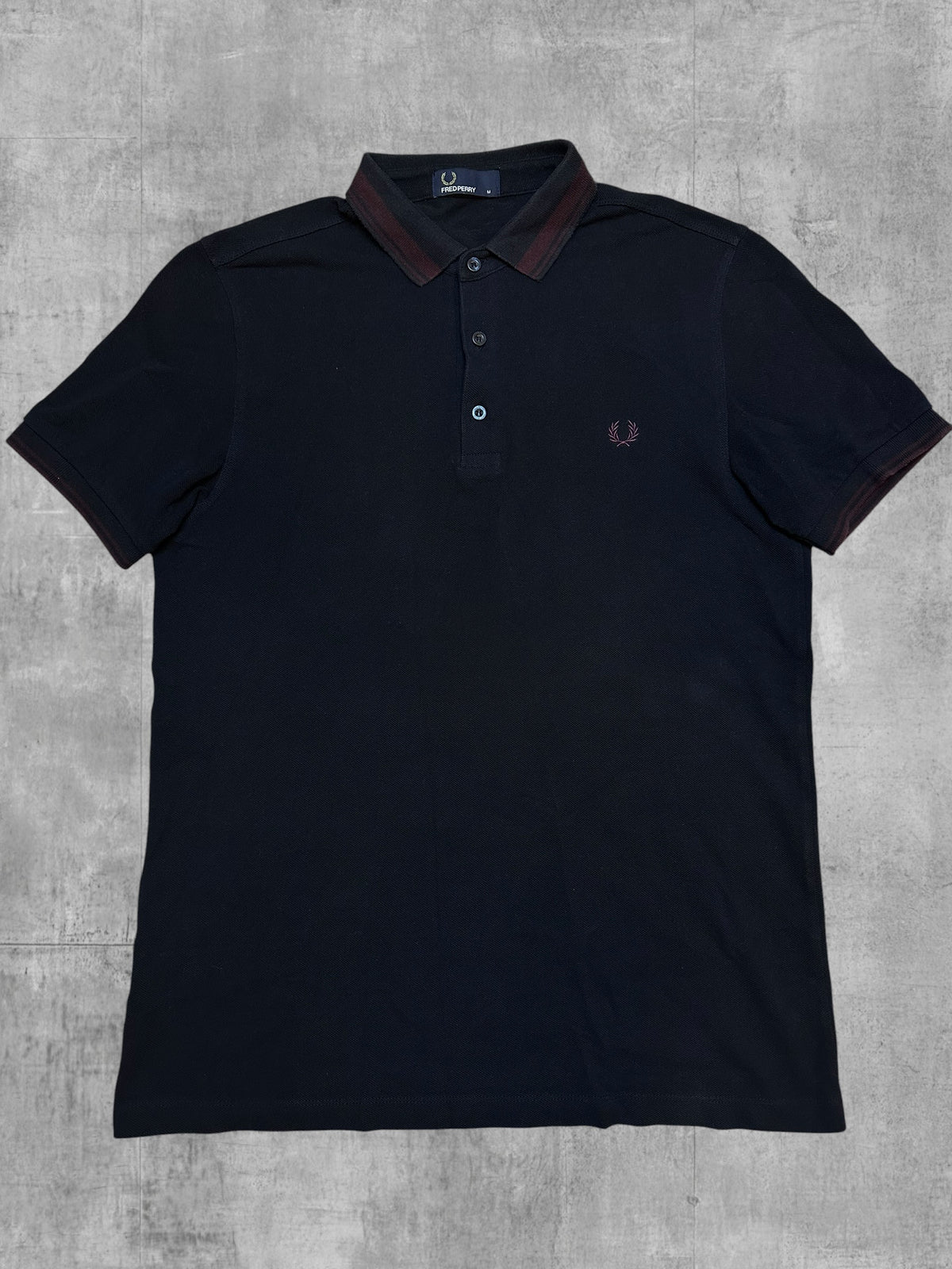 Fred Perry Polo Shirt Schwarz Weinrot M