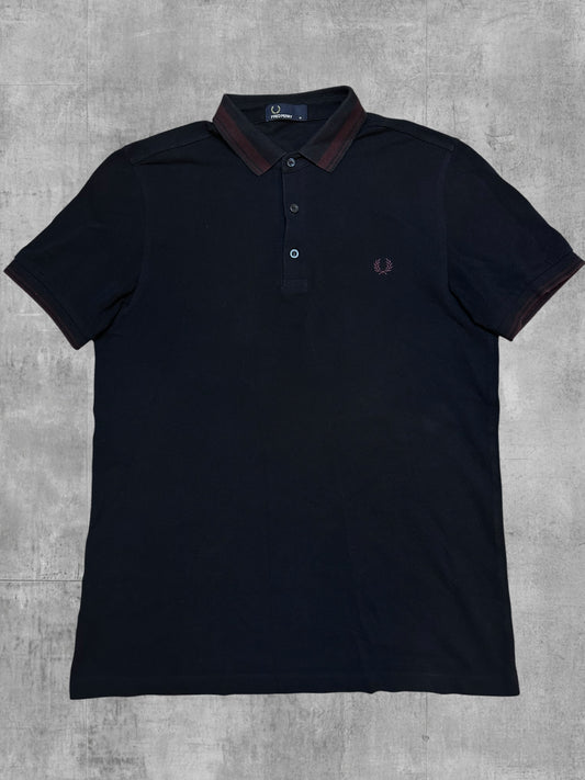 Fred Perry Polo Shirt Schwarz Weinrot M