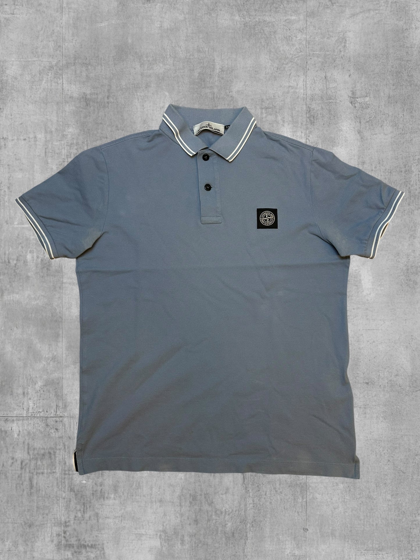 Stone Island Polo Shirt Türkisgrau Weiß M Slim Fit