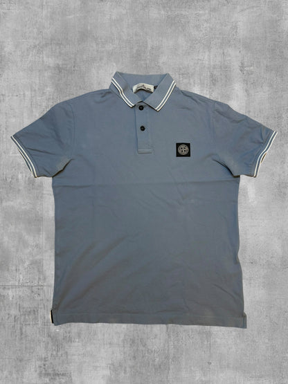 Stone Island Polo Shirt Türkisgrau Weiß M Slim Fit