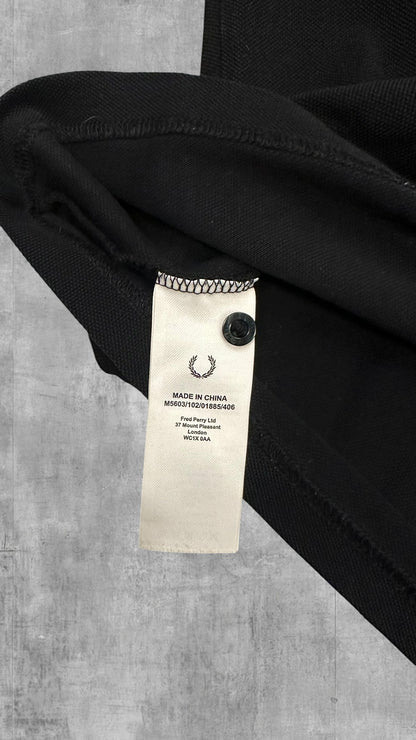 Fred Perry Backprint Polo Shirt Schwarz Weiß L
