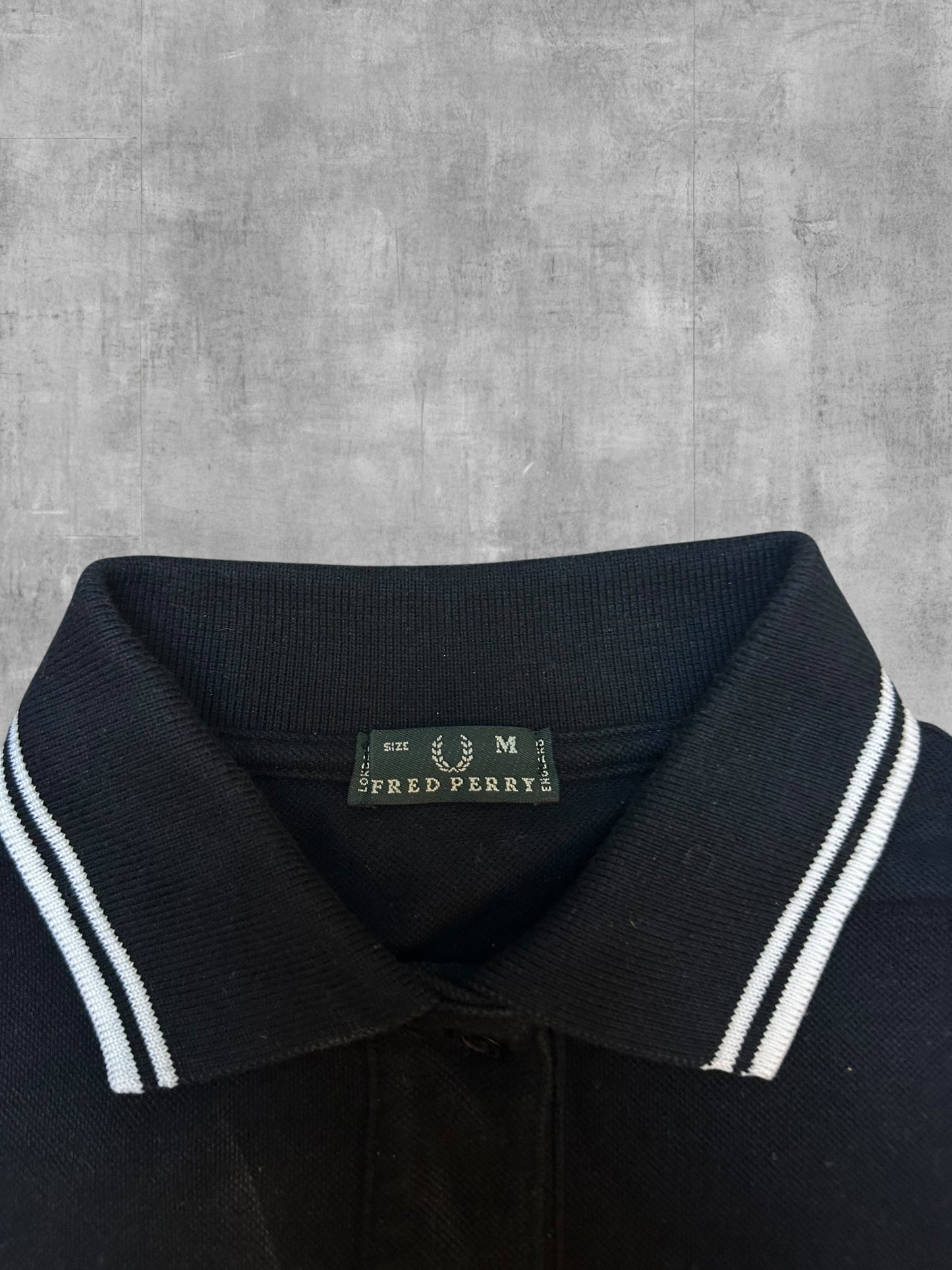Fred Perry Polo Kleid Schwarz Weiß Frauengröße M