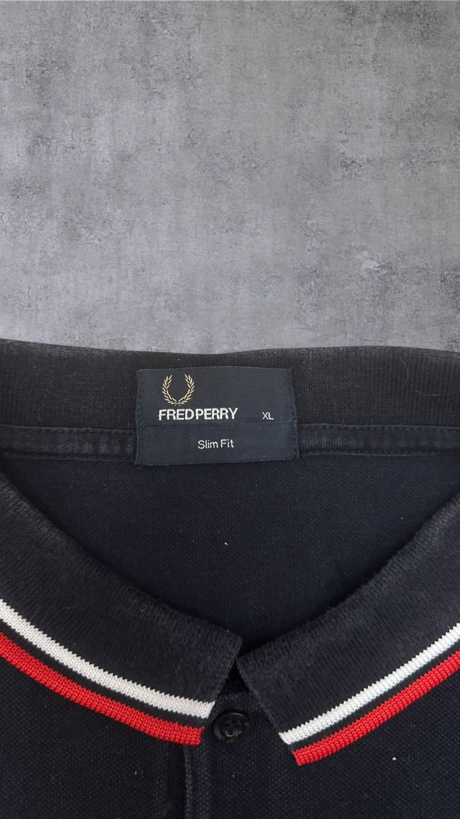 Fred Perry Polo Shirt Schwarz Rot XL Slim Fit