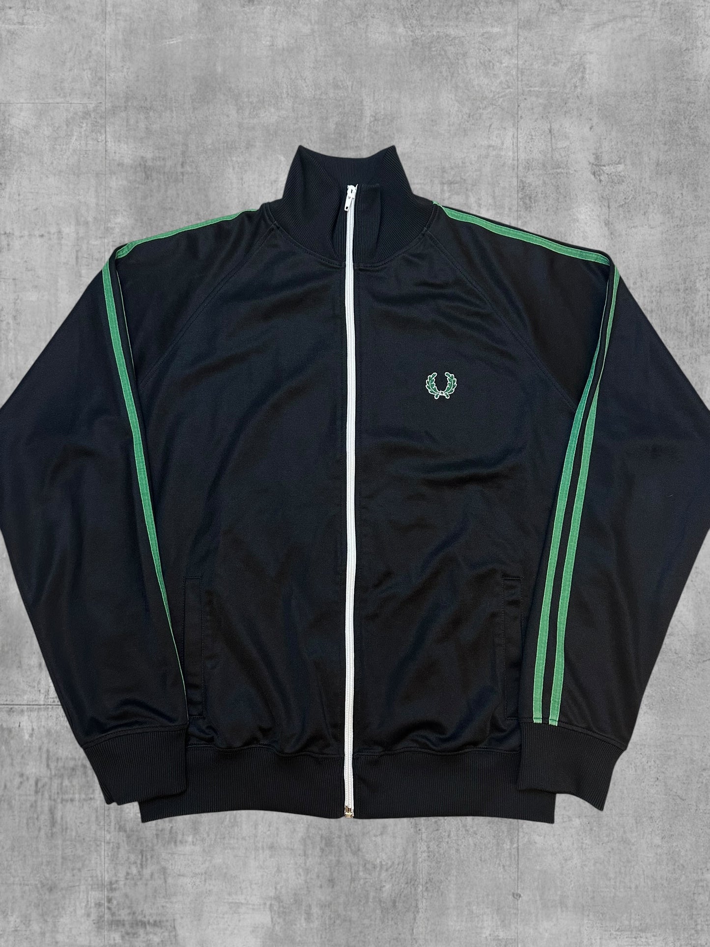 Fred Perry VintageTrainingsjacke Schwarz Grün L