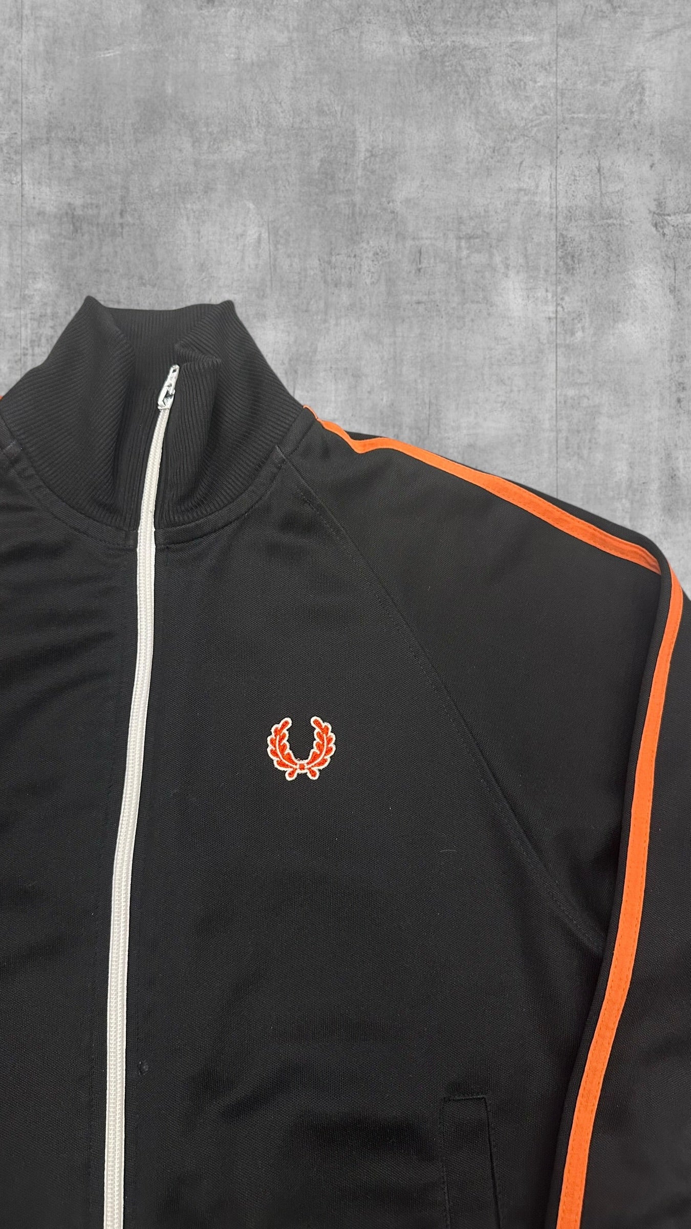 Vintage Fred Perry Trainingsjacke Taped Zip Jacke Schwarz Rot Weiß M