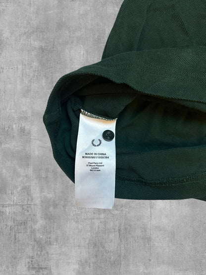 Fred Perry Polo Shirt Dark Green Gold White M