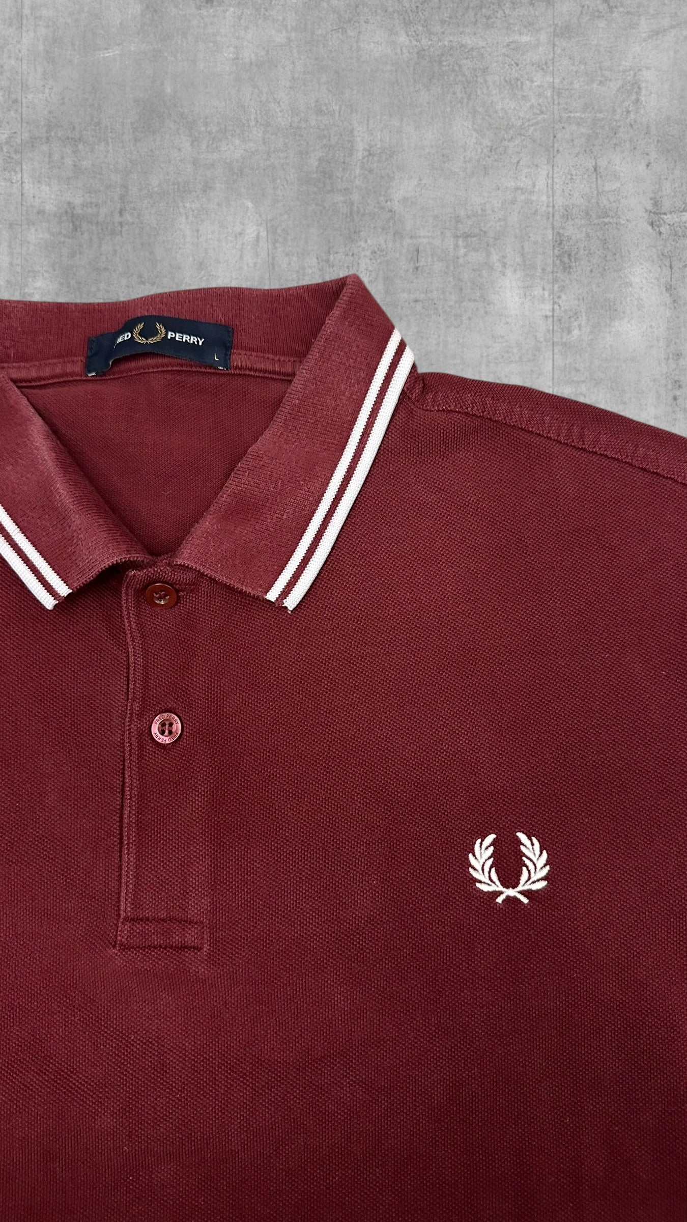 Fred Perry Polo Shirt Weinrot Weiß L
