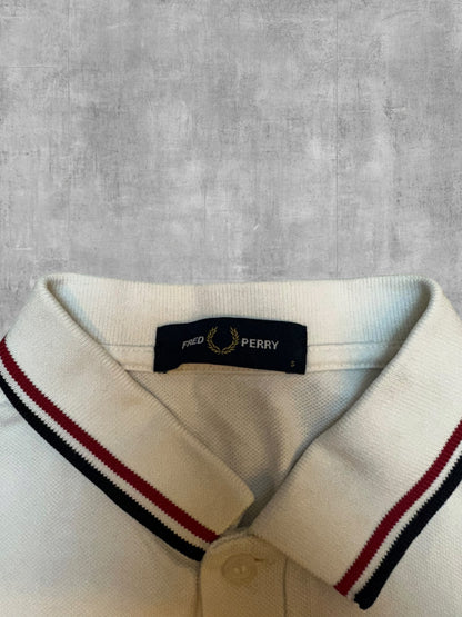 Fred Perry Polo Shirt Weiß Schwarz Rot S