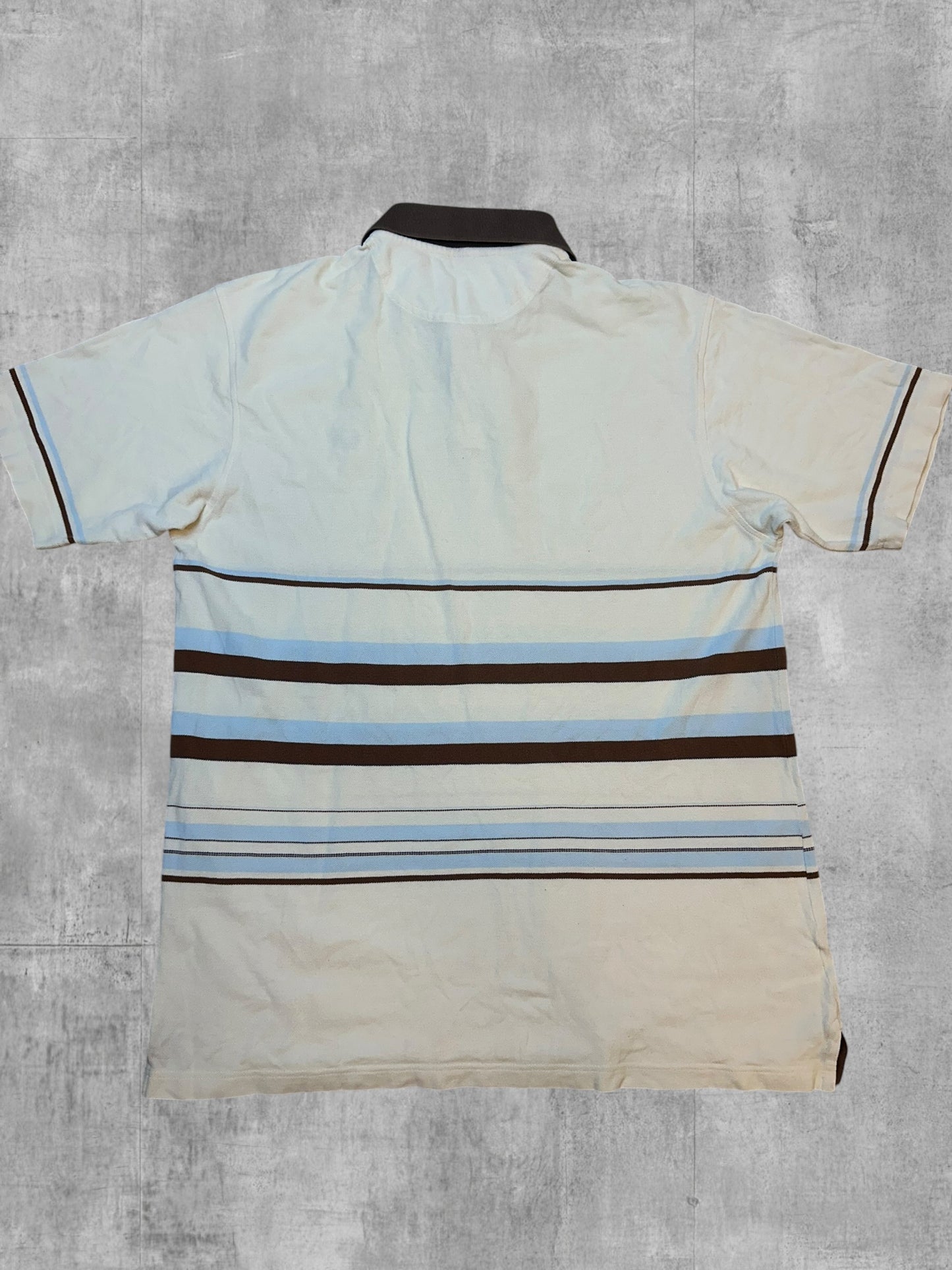 Fred Perry Vintage Polo Shirt Weiß Braun Blau Schwarz L