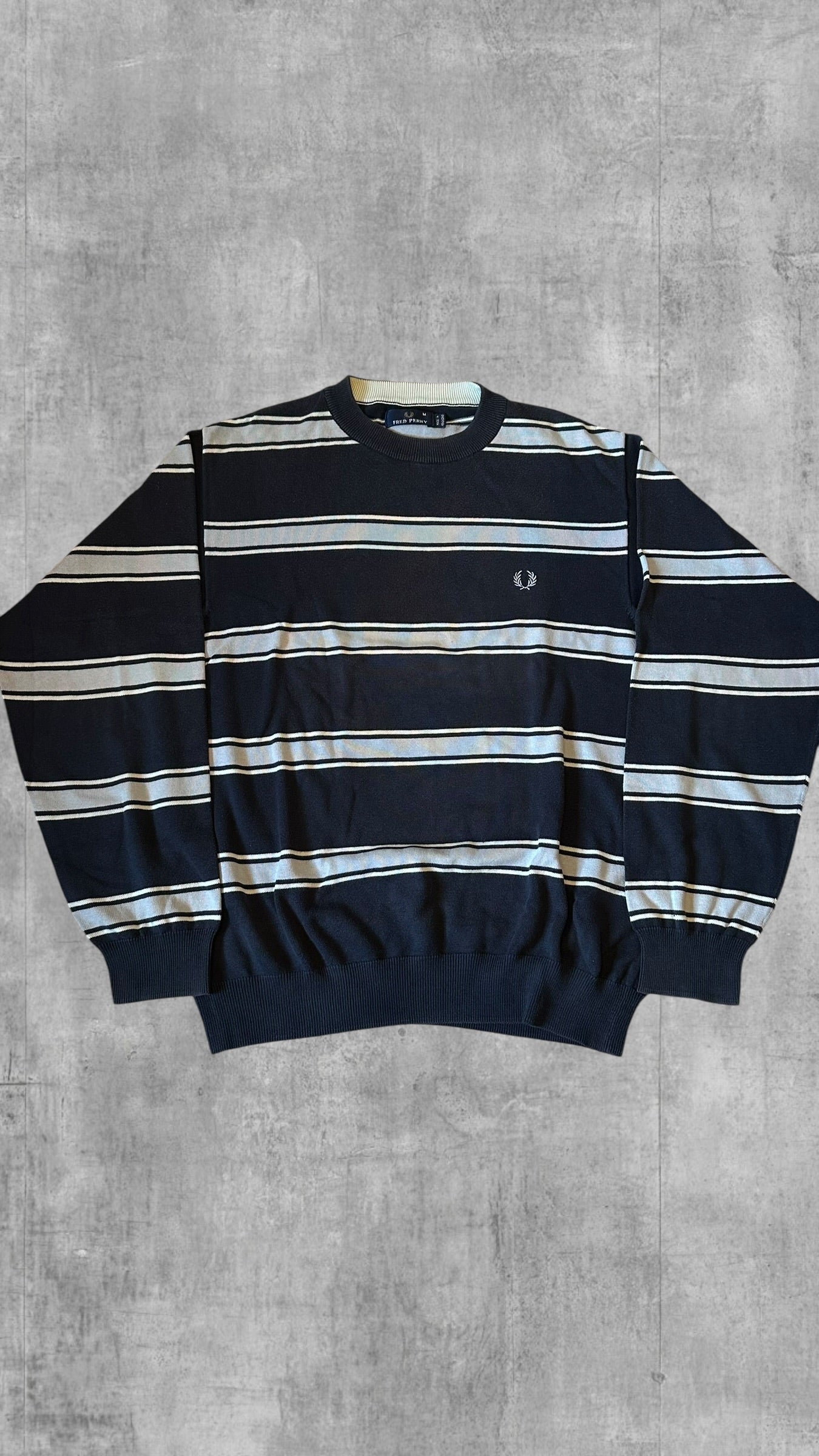 Fred Perry Sweatshirt Navy Blau Weiß M
