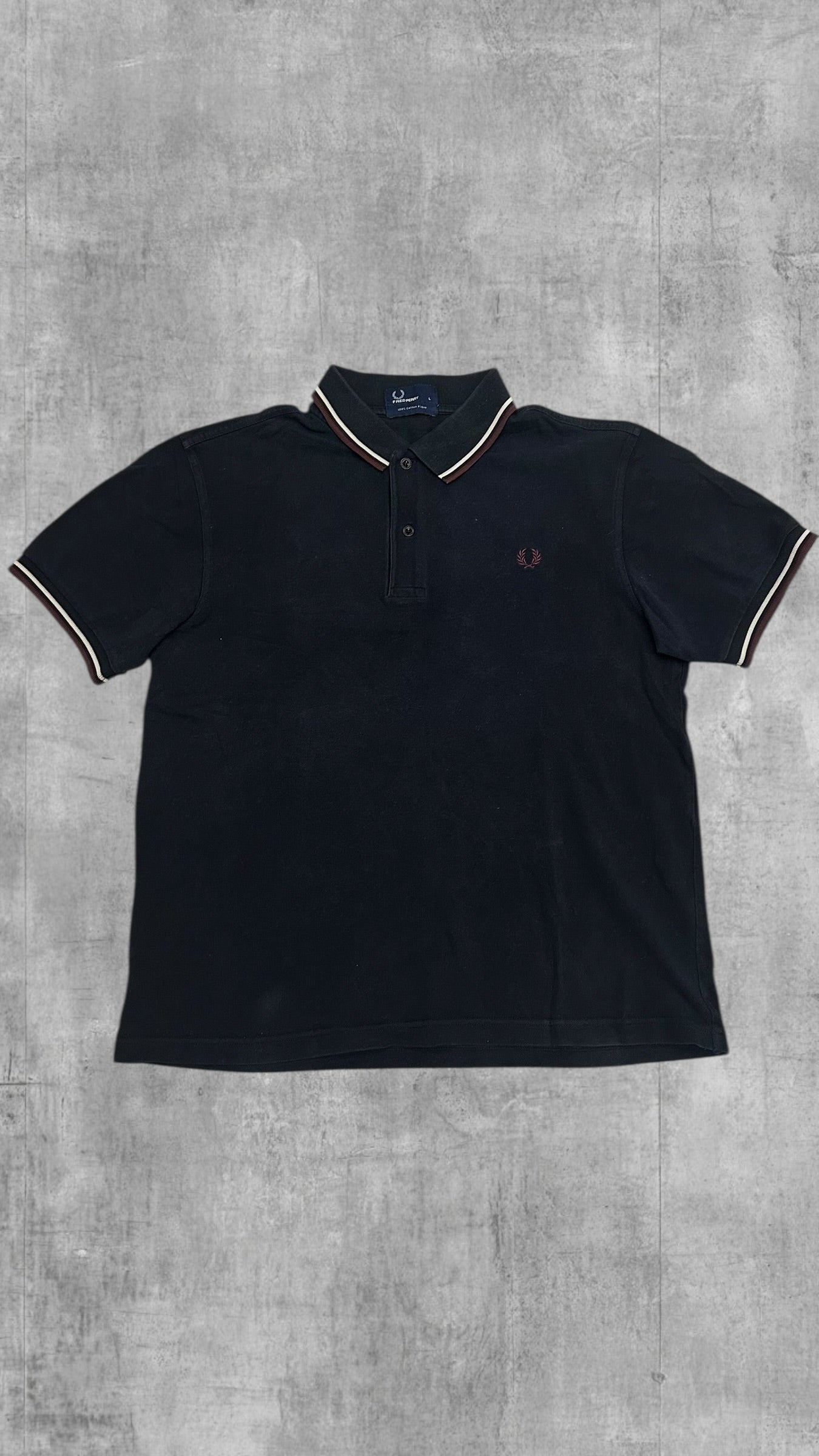 Fred Perry Polo Shirt Schwarz Weinrot L