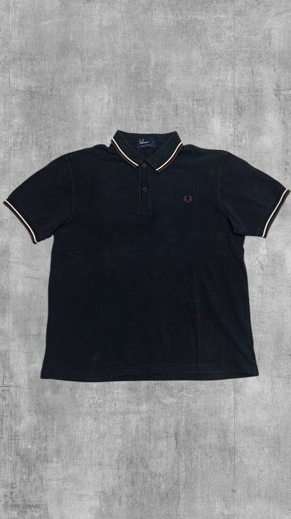 Fred Perry Polo Shirt Schwarz Weinrot L