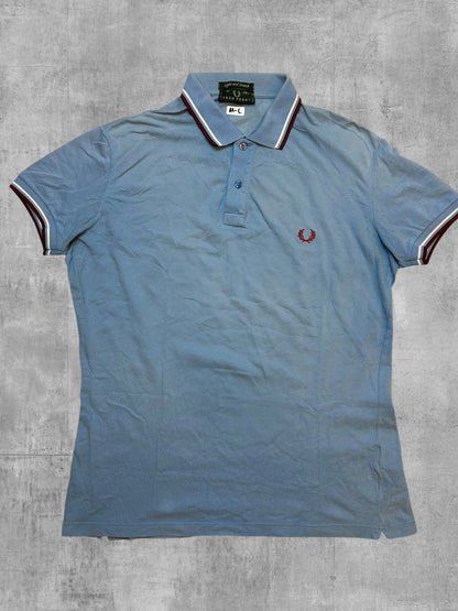 Fred Perry Polo Shirt Babyblau Weinrot M - L