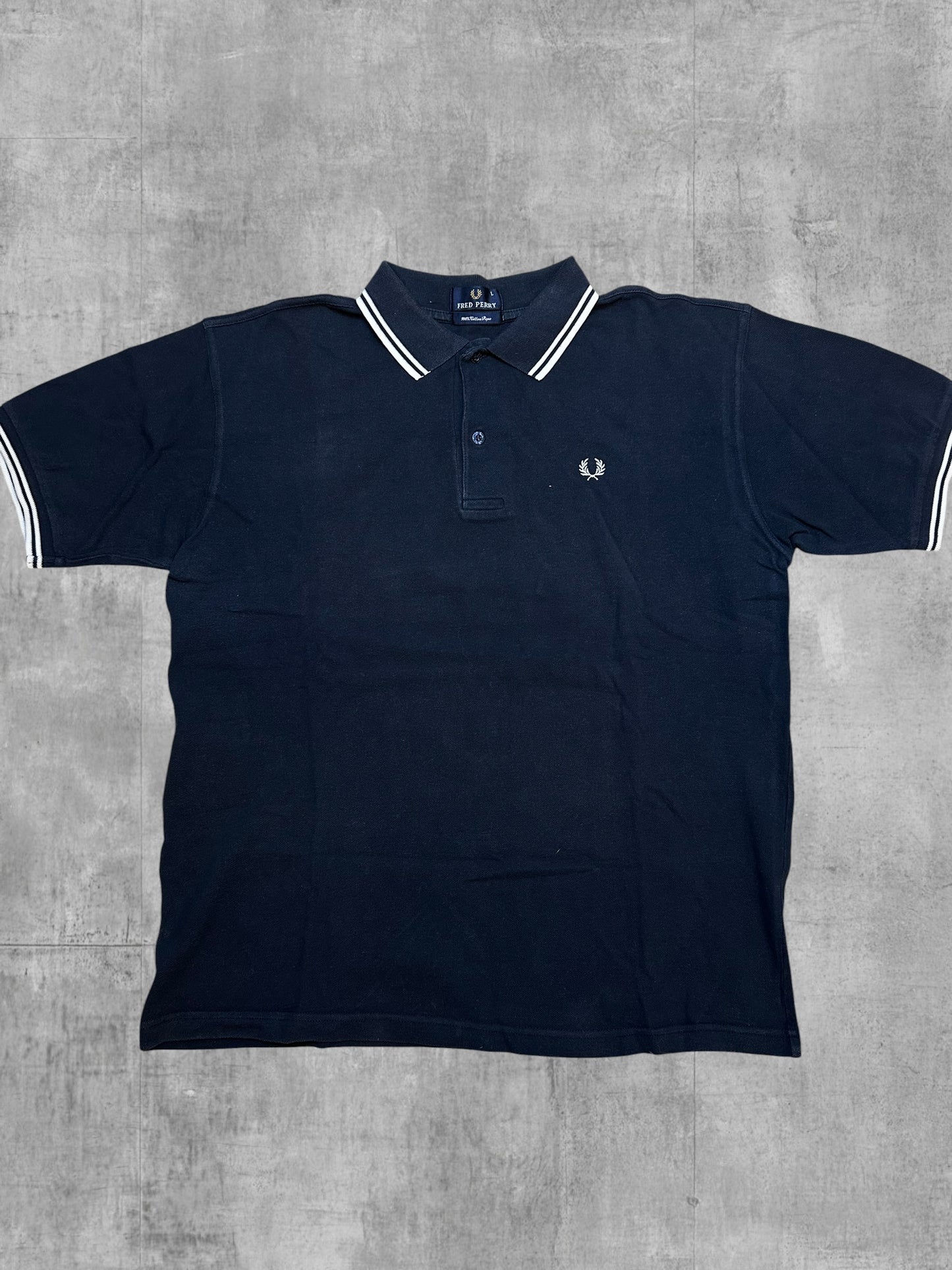 Fred Perry vintage Polo Shirt Schwarz Weiß L