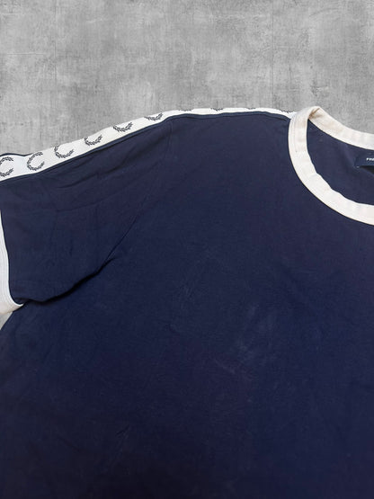 Fred Perry T-Shirt Taped Navy Blau Weiß L