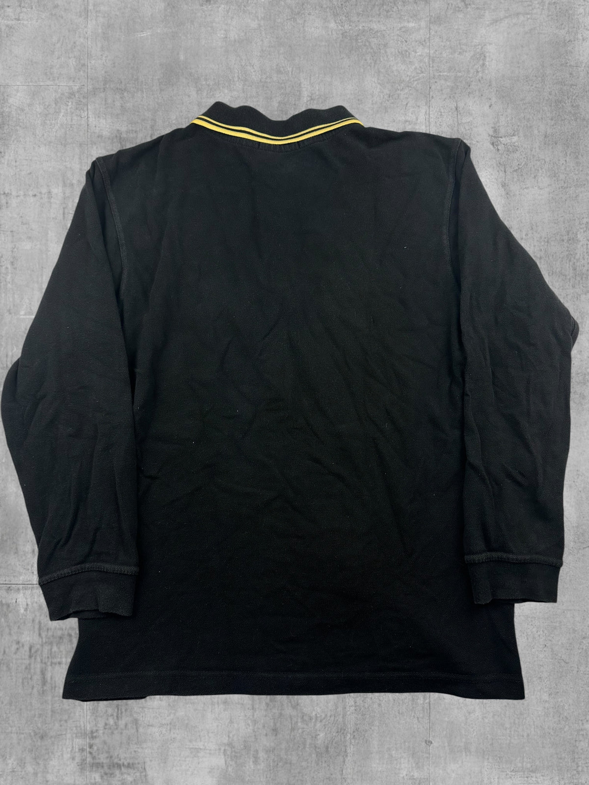Fred Perry Langarm Polo Shirt Schwarz Gelb S