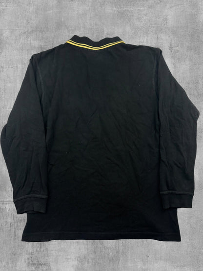 Fred Perry Langarm Polo Shirt Schwarz Gelb S