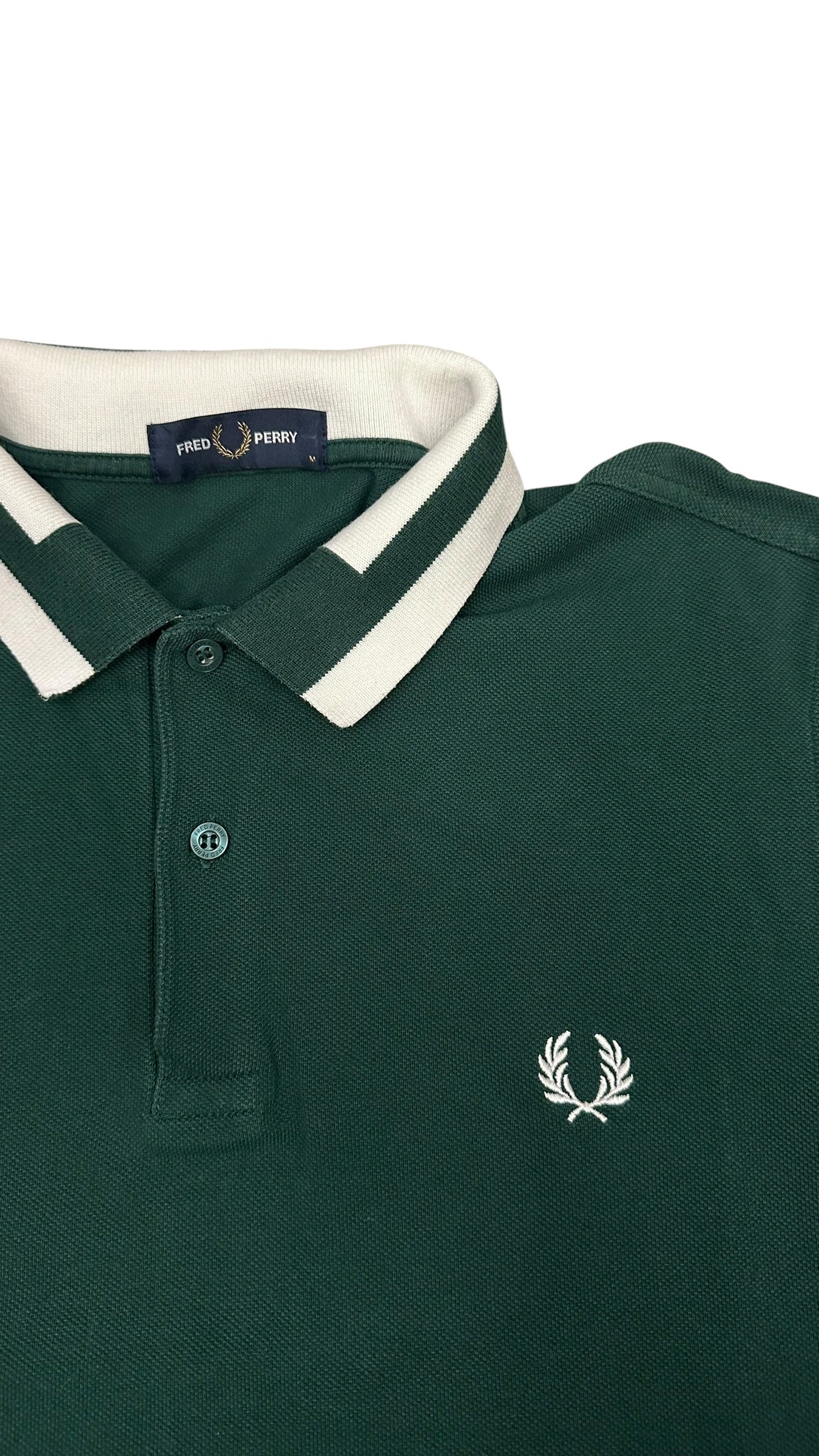 Fred Perry Polo Shirt Dunkelgrün Weiß M