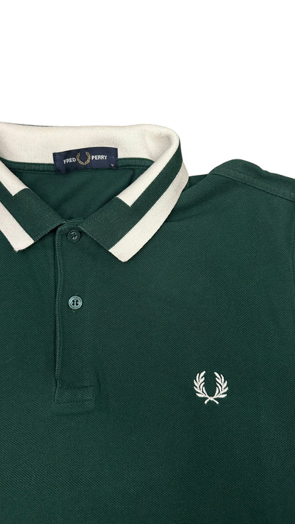 Fred Perry Polo Shirt Dunkelgrün Weiß M