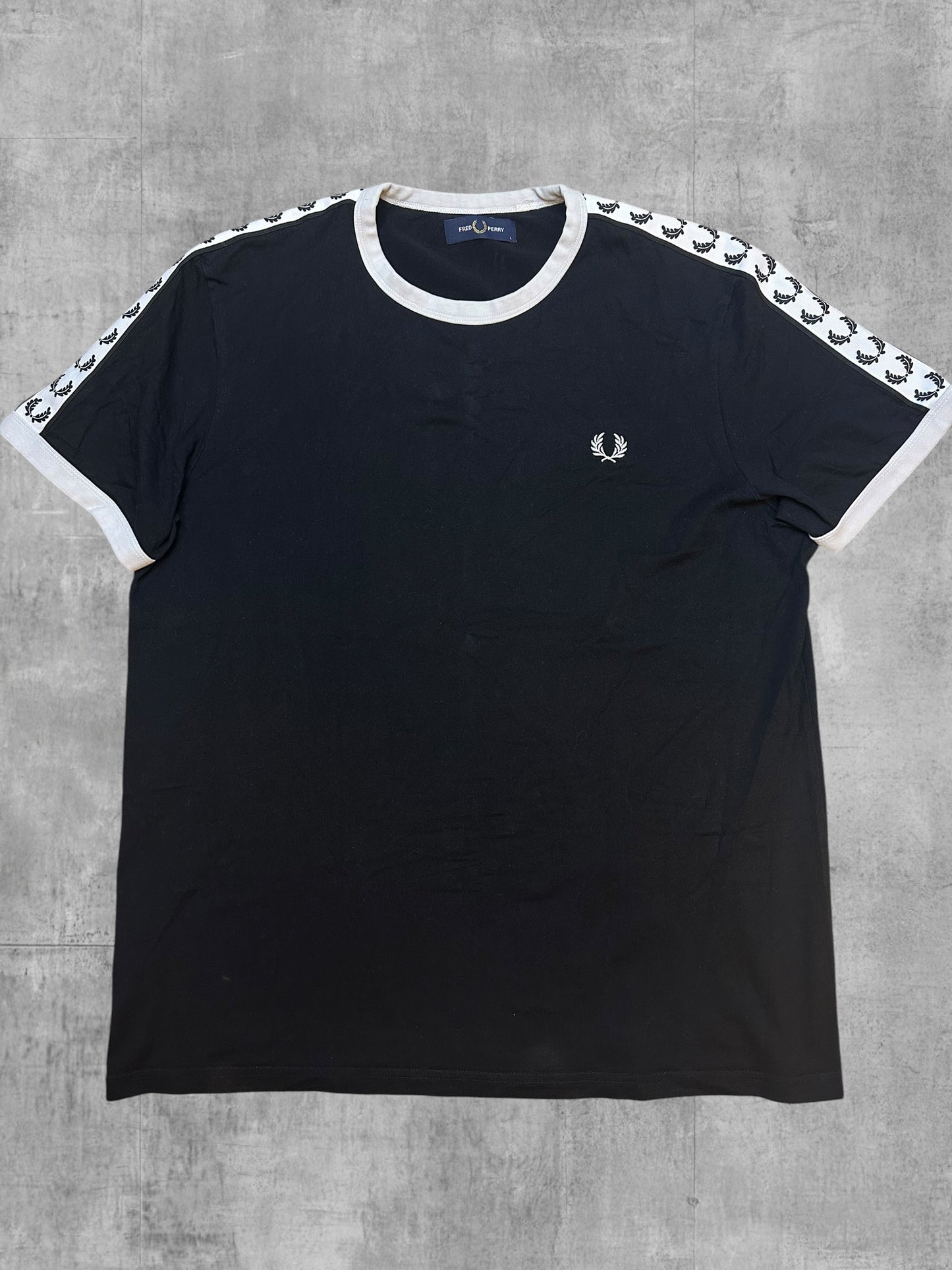 Fred Perry T-shirt Taped Schwarz Weiß L
