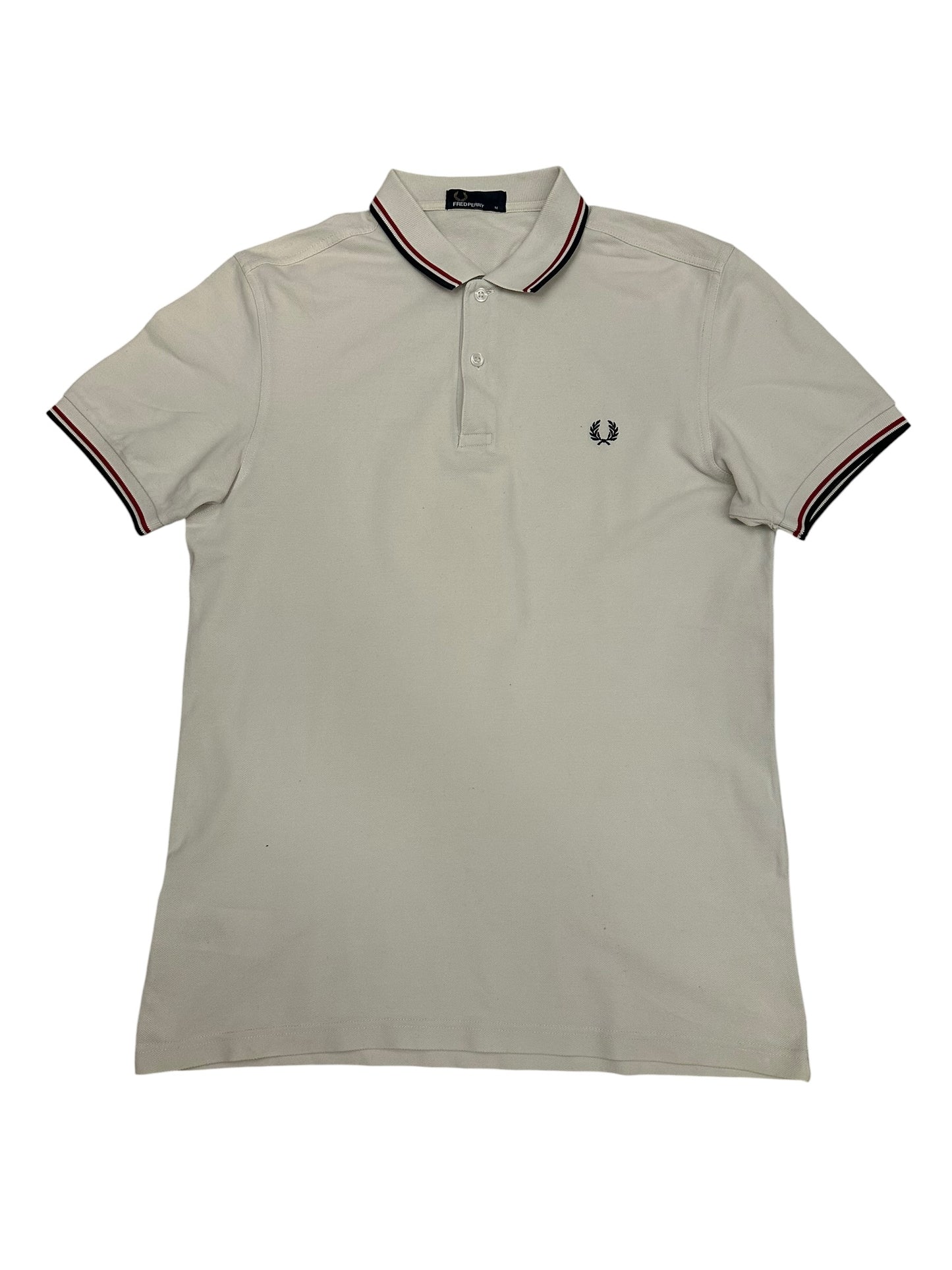 Fred Perry Polo Shirt Weiß Schwarz Rot M