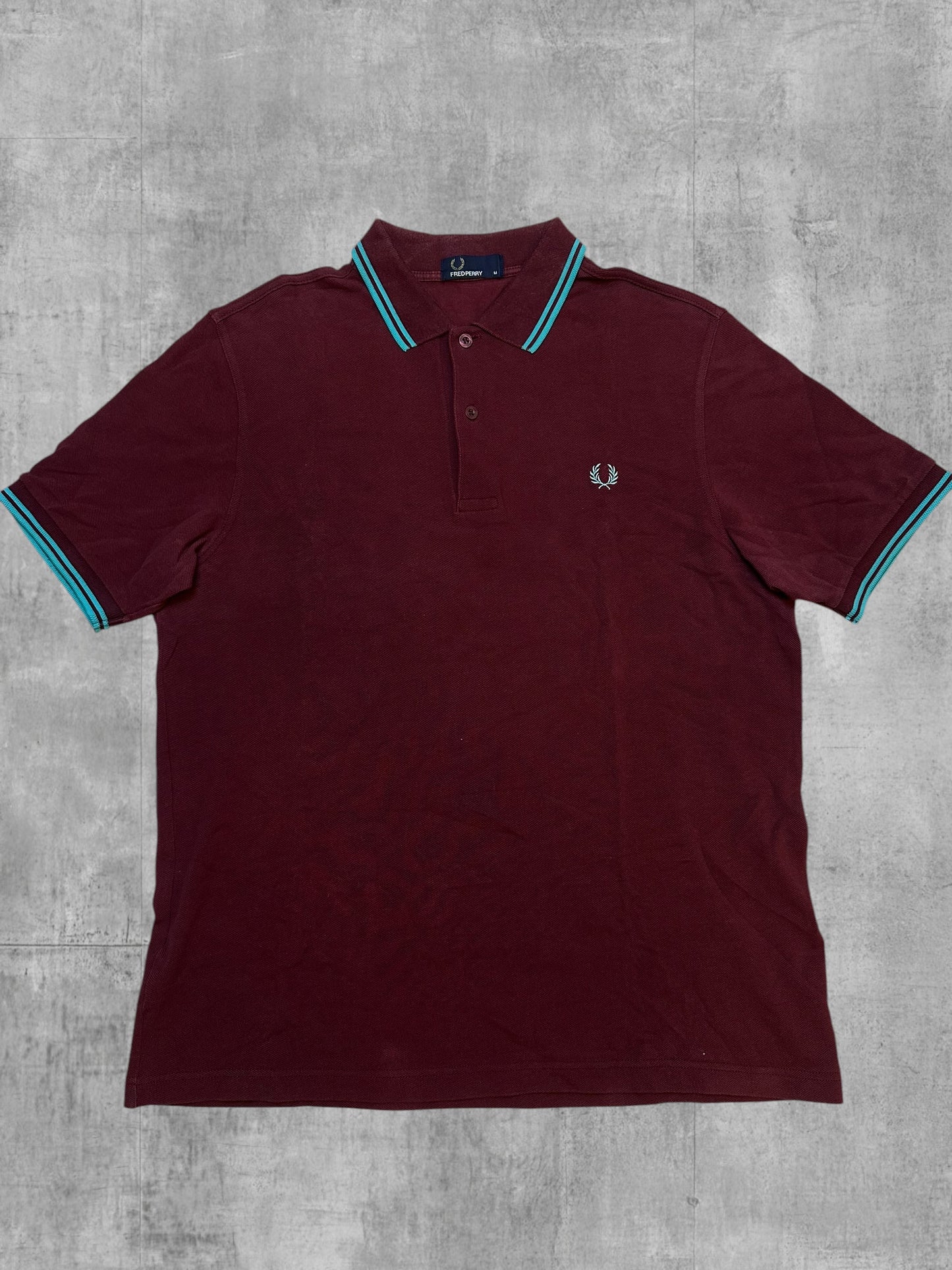 Fred Perry Polo Shirt Weinrot Khaki M