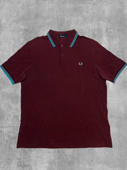 Fred Perry Polo Shirt Weinrot Khaki M