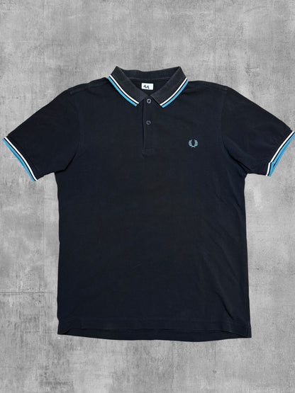 Fred Perry Polo Shirt Schwarz Babyblau Weiß M