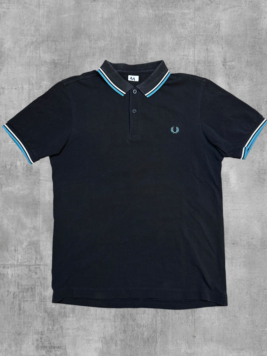 Fred Perry Polo Shirt Schwarz Babyblau Weiß M