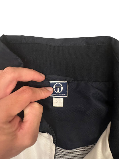 Sergio Tacchini Trainingsjacke Windbreaker Regenjacke Schwarzblau Weiß Türkis XL