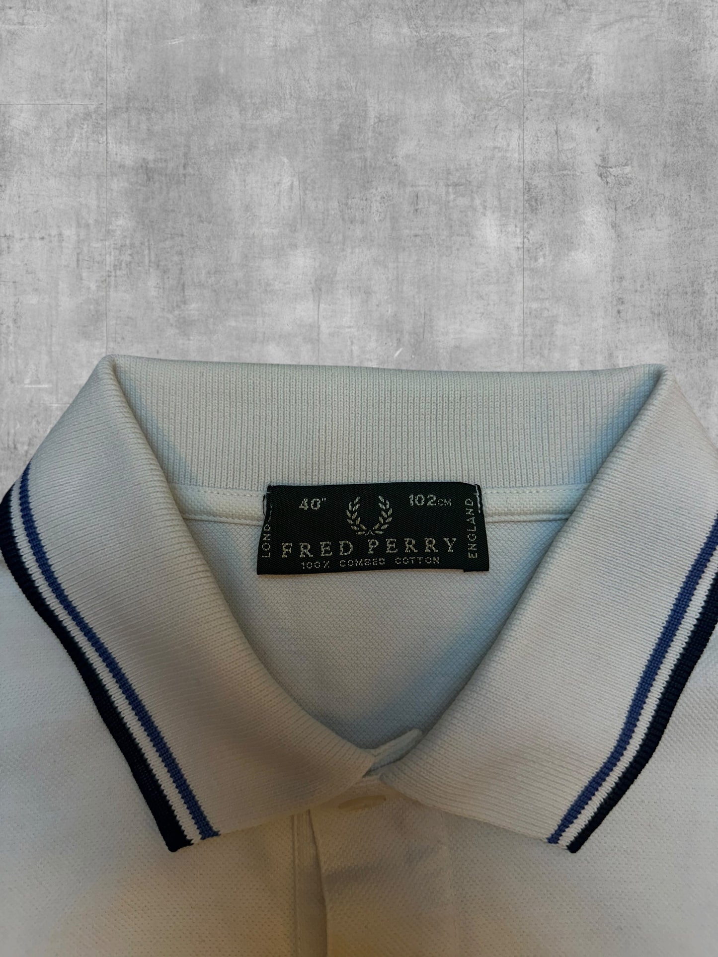 Fred Perry Polo Shirt Weiß Schwarz Navy Blau M