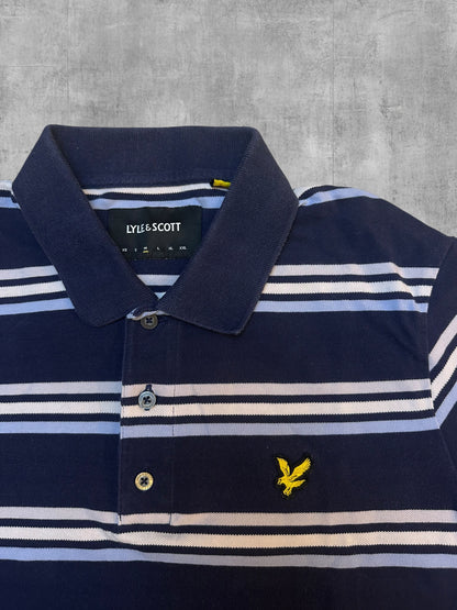 Lyle & Scott Polo Shirt Navy Blau Gestreift M