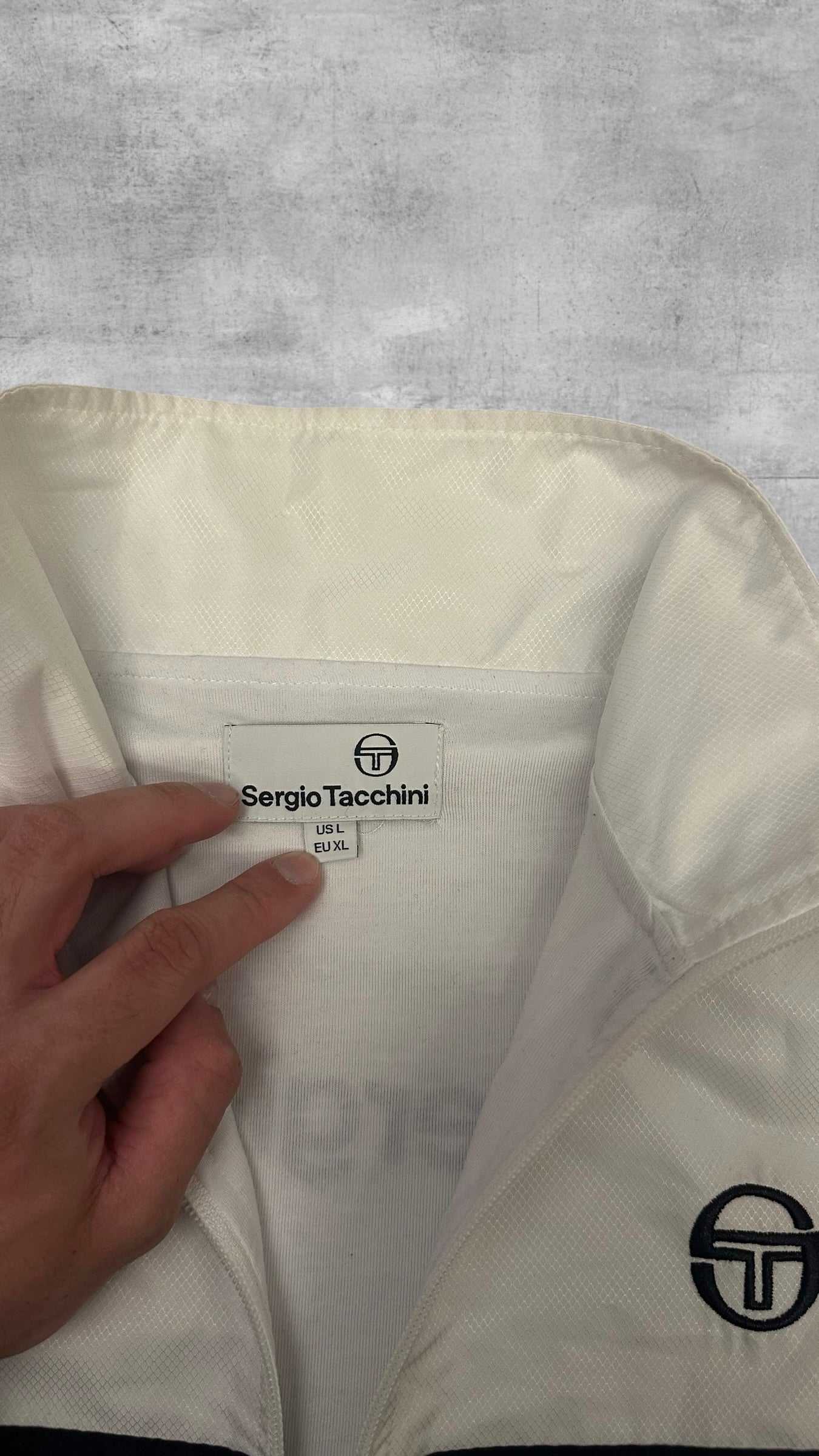 Sergio Tacchini taped Trainingsjacke Windbreaker Backprint Weiß XL